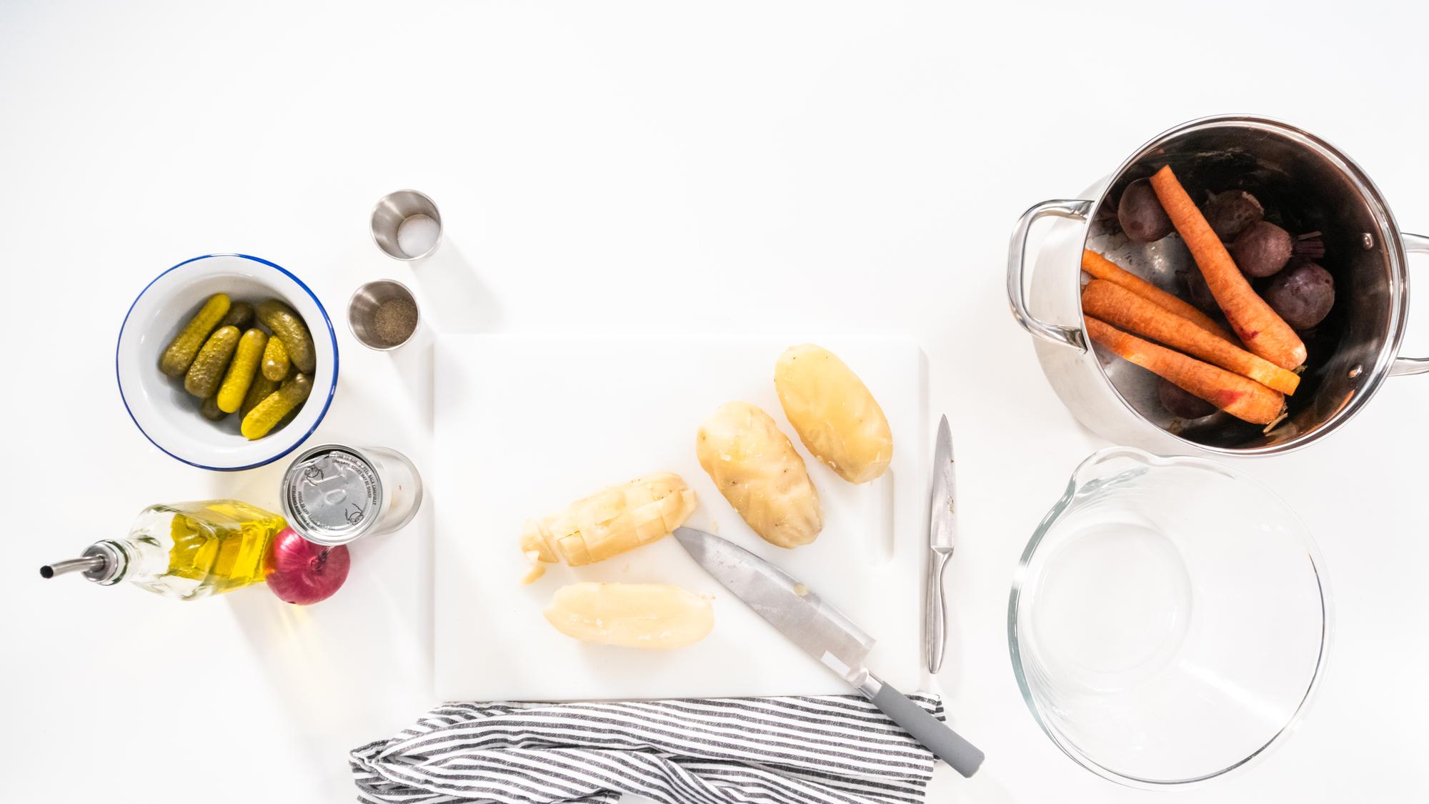 studio kitchen with utensils and ingredients