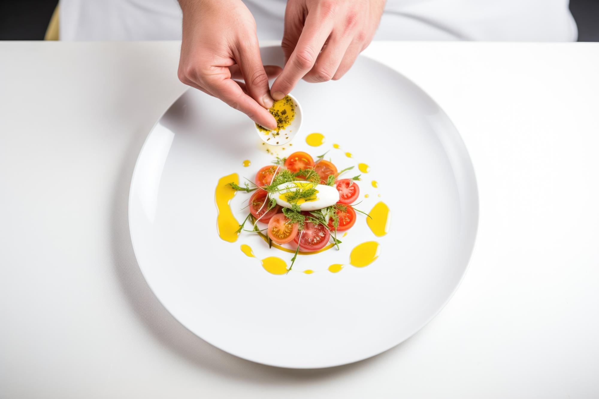 chef plating small tasting portions